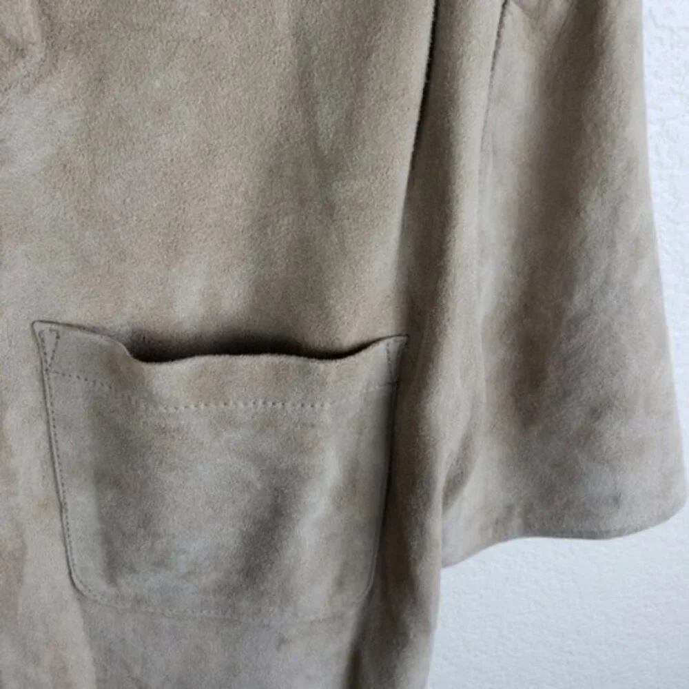 Vintage MONARCH New Zealand Genuine Suede Leather Shirt size S Tan/Stone Y2K